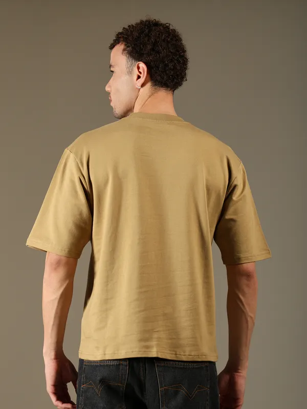 Khaki_Cotton_T-Shirt_For_Men