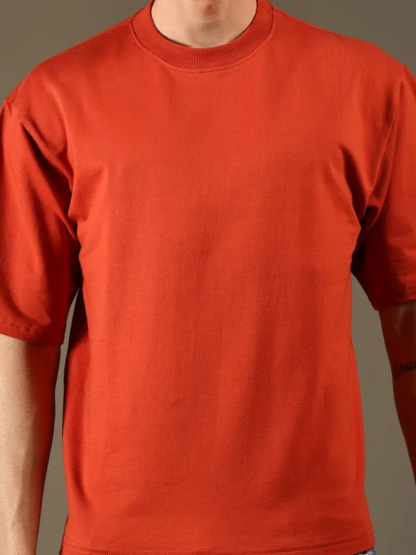 Brick_Red_Cotton_T-Shirt_For_Men