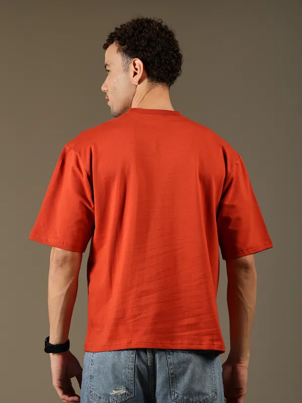 Brick_Red_Cotton_T-Shirt_For_Men
