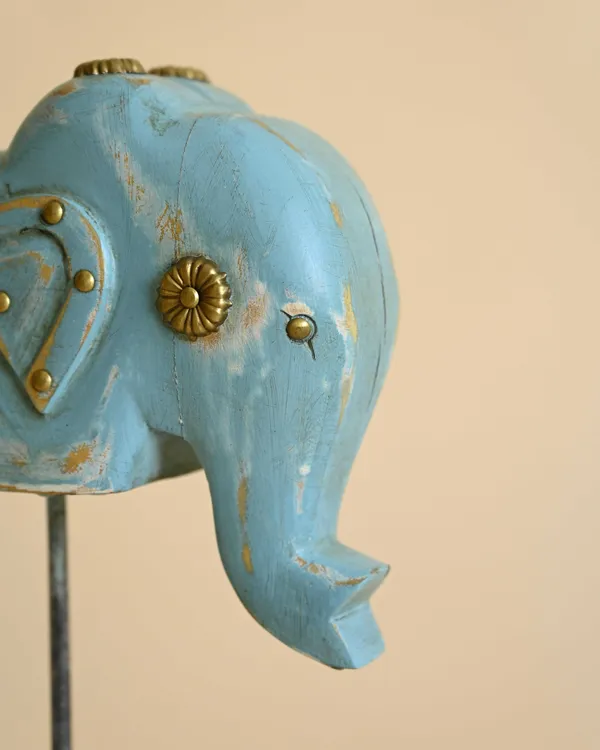 Decorative_Wooden_Elephant_on_stand_-_Blue