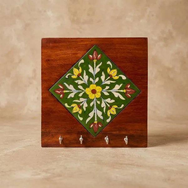 Green_Rangoli_Keyholder_-Tile_&_Wood_Key_Holders_For_Home_Decor