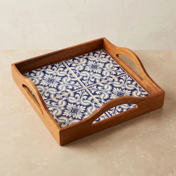 Royal_Blue_Square_Tray_-Tile_&_Wood_Tray_For_Home_Decor
