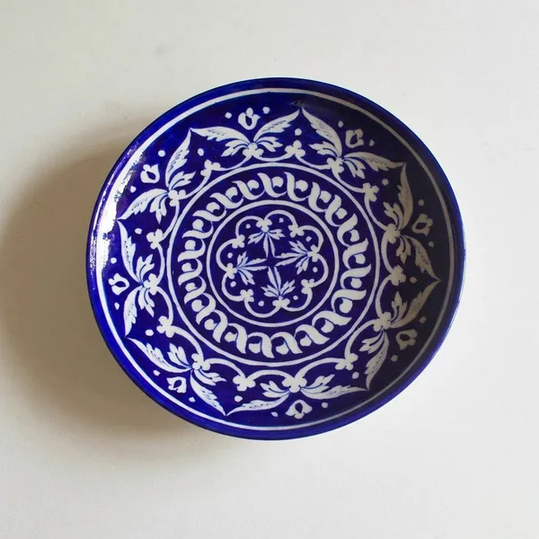 Primrose_Wall_Plate_10”_-_Blue_Pottery_Ceramic_Wall_Plates__For_Home_Decor