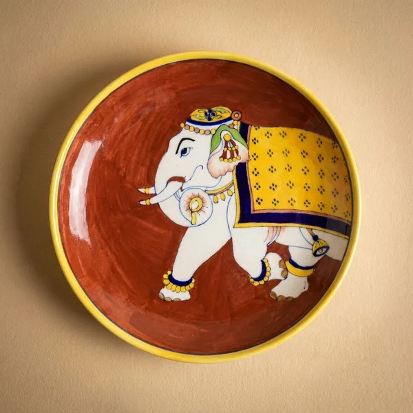 Ele_Wall_Plate_8"_-_Blue_Pottery_Ceramic_Wall_Plate_For_Home_Decor