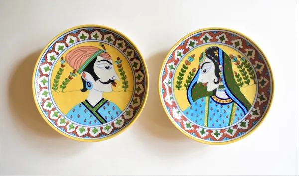 Raja_Rani_Wall_Plates_10"_(Set_of_2)-_Blue_Pottery_Ceramic_Wall_Plate_For_Home_Decor
