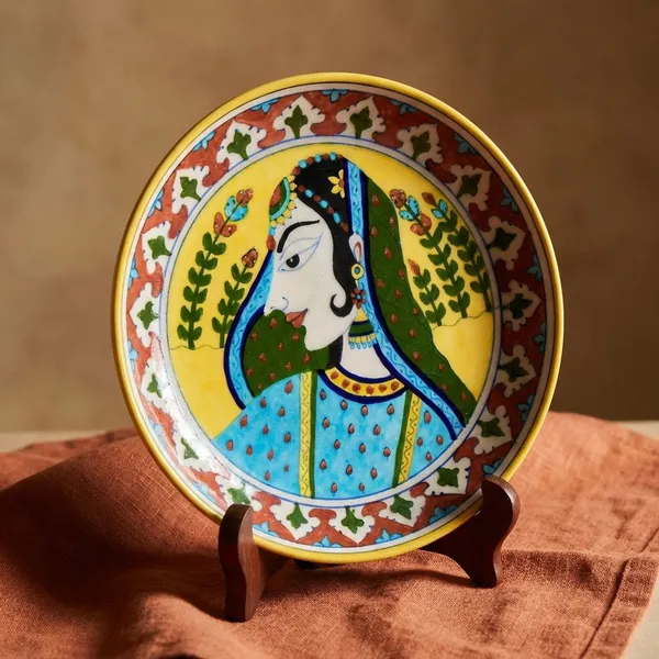 Raja_Rani_Wall_Plates_10"_(Set_of_2)-_Blue_Pottery_Ceramic_Wall_Plate_For_Home_Decor