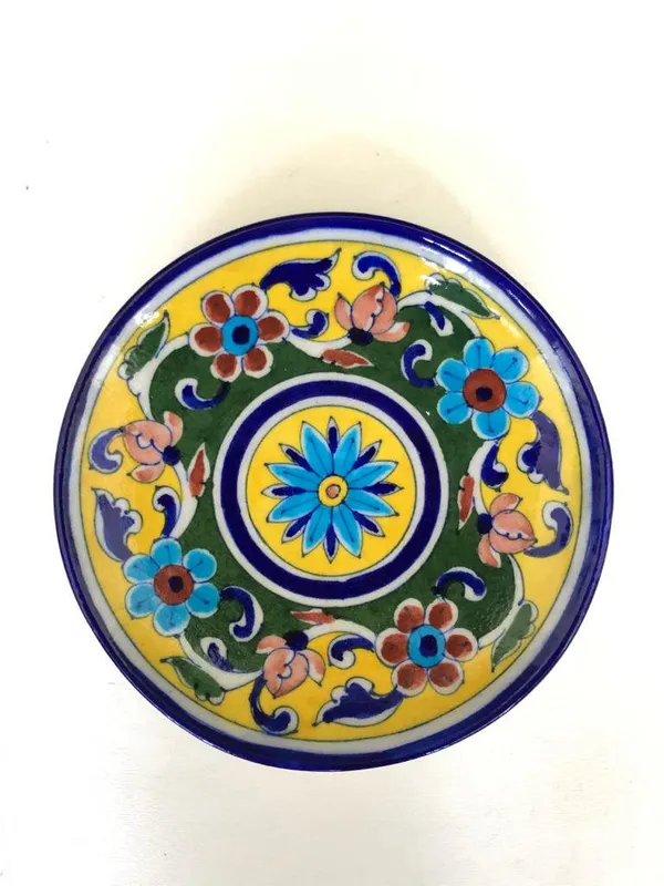 Yellow_Rangoli_Wall_Plate_6"_-_Blue_Pottery_Ceramic_Wall_Plate_For_Home_Decor