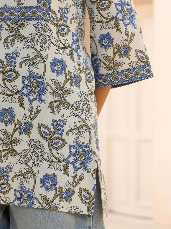 White_Viscose_Rayon_Printed_Regular_Short_Kurti_For_Women