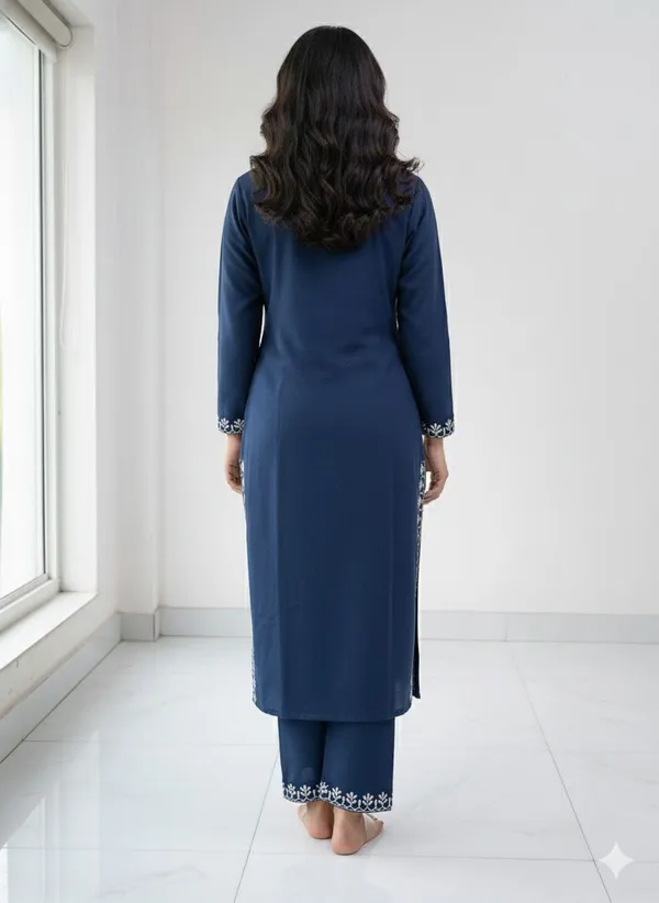 Dark_Blue_and_Green_Cotton_Blend_Embroidered_Regular_Kurta_Set_For_Women
