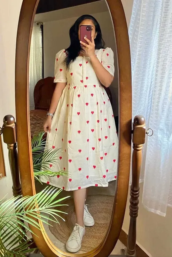 White_And_Red_Viscose_Rayon_Printed_Regular_Gown_For_Women