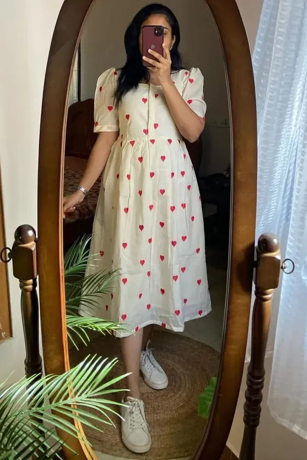 White_And_Red_Cotton_Blend_Self_Design_Regular_Anarkali_For_Women