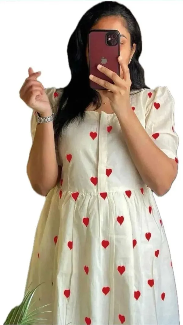 White_And_Red_Cotton_Blend_Self_Design_Regular_Anarkali_For_Women