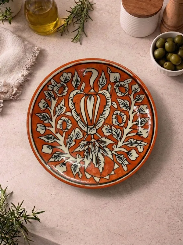Orange_And_White_Premium_Ira_Blue_Pottery_Plate
