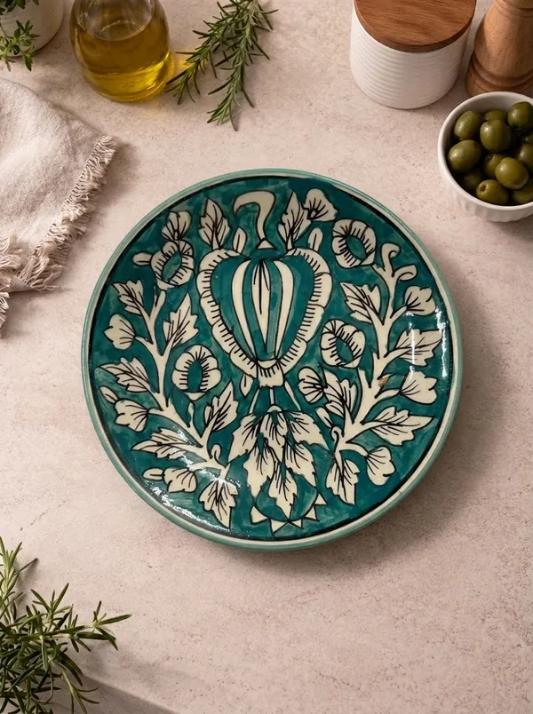 Deep_Teal_And_White_Premium_Ziya_Blue_Pottery_Plate