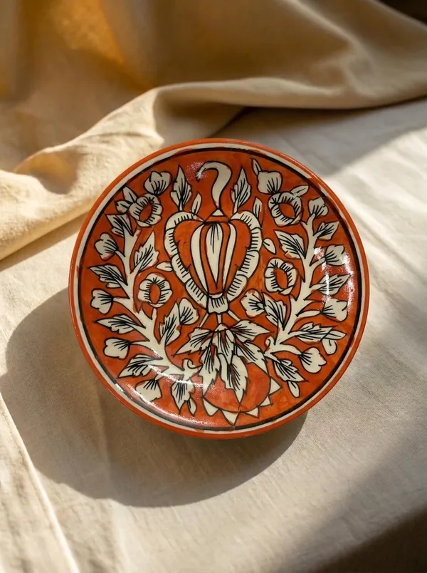 Orange_And_White_Premium_Ira_Blue_Pottery_Plate
