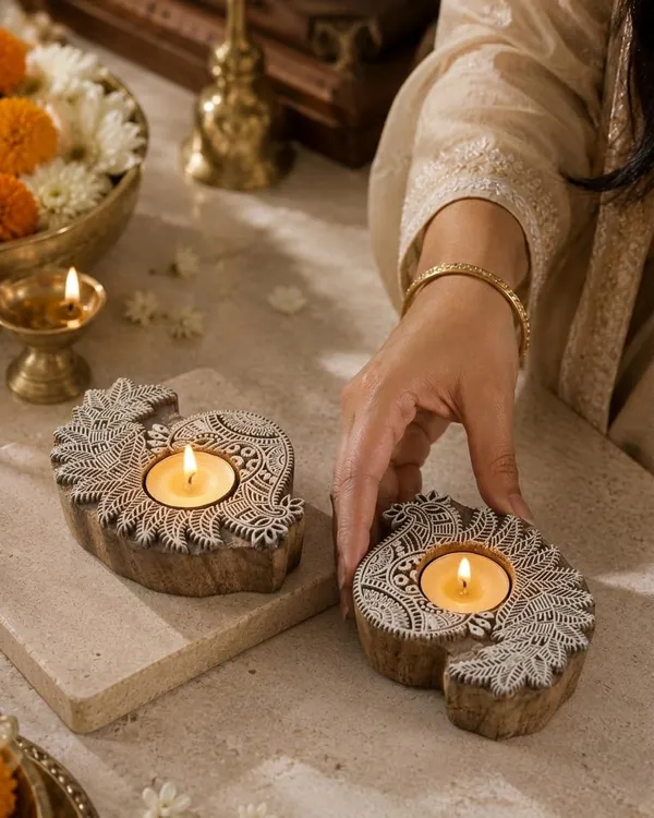 Wooden_Peacock_Tealight_Candle_Holder