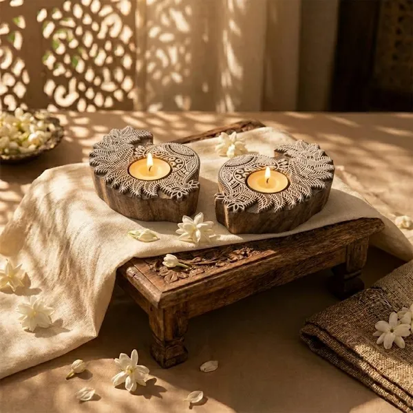 Wooden_Peacock_Tealight_Candle_Holder