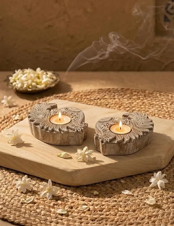 Wooden_Peacock_Tealight_Candle_Holder