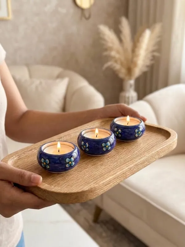 Blue_Pottery_Tealight_Candle_Holder_With_Candles