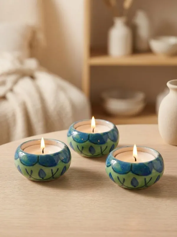 Blue_Pottery_Tealight_Candle_Holder