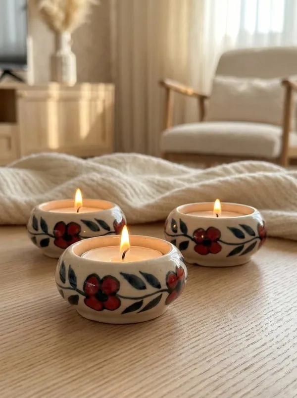 Blue_Pottery_Tealight_Candle_Holder_With_Candles