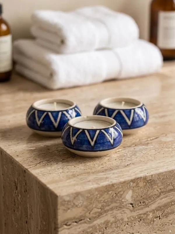 Blue_Pottery_Tealight_Candle_Holder_With_Candles
