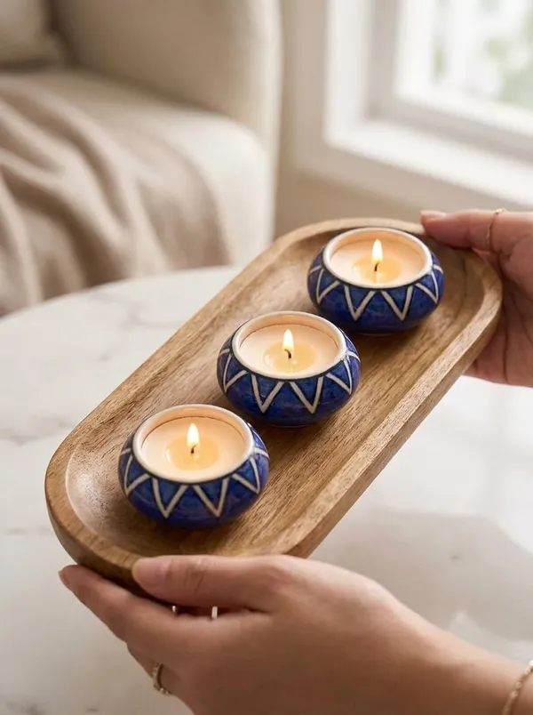 Blue_Pottery_Tealight_Candle_Holder_With_Candles