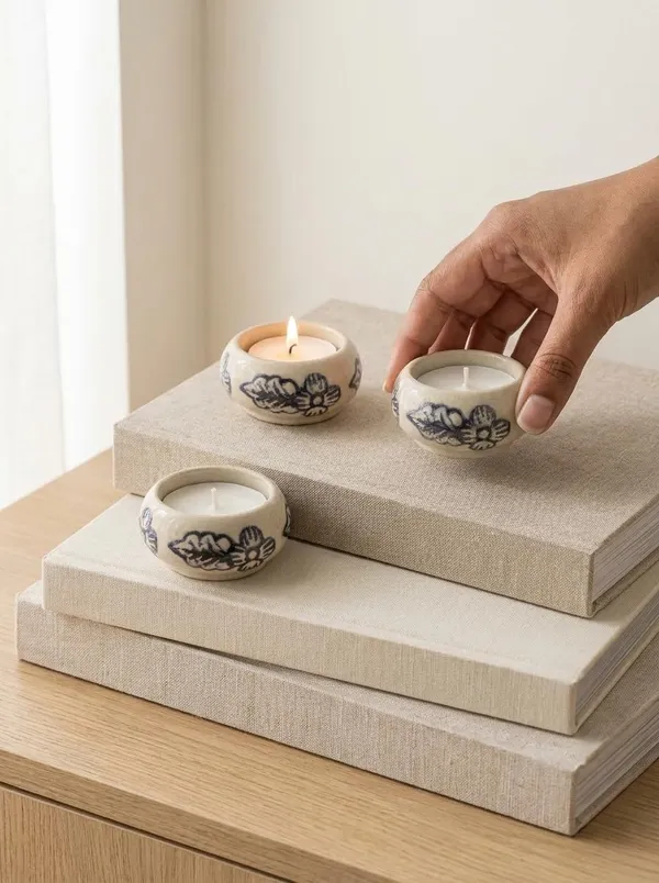 Blue_Pottery_Tealight_Candle_Holder_With_Ceramic_Diya_Stand