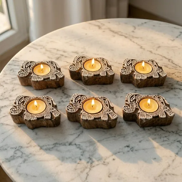 Beige_Premium_The_Gaja_Block_Print_Candle_Set_Of_6