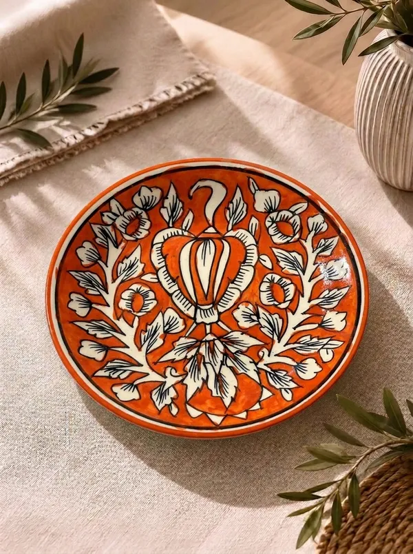 Orange_And_White_Premium_Ira_Blue_Pottery_Plate