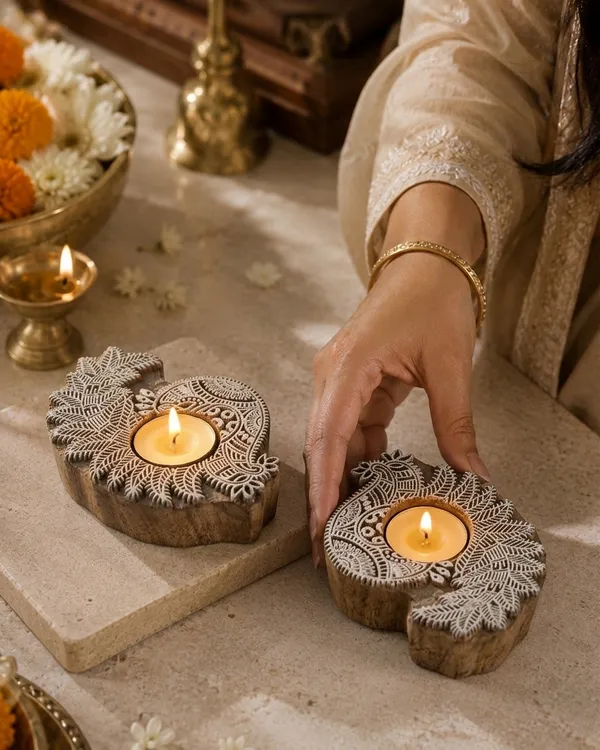 Wooden_Peacock_Tealight_Candle_Holder