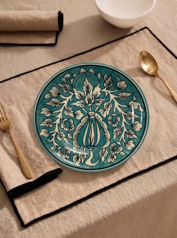 Firozi_And_White_Premium_Kaya_Blue_Pottery_Plate