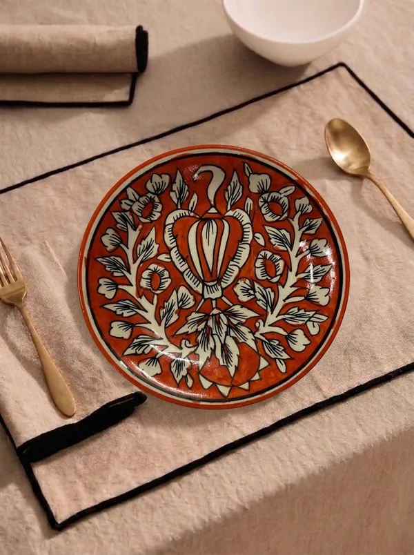 Orange_And_White_Premium_Ira_Blue_Pottery_Plate