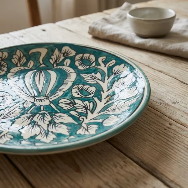Deep_Teal_And_White_Premium_Ziya_Blue_Pottery_Plate
