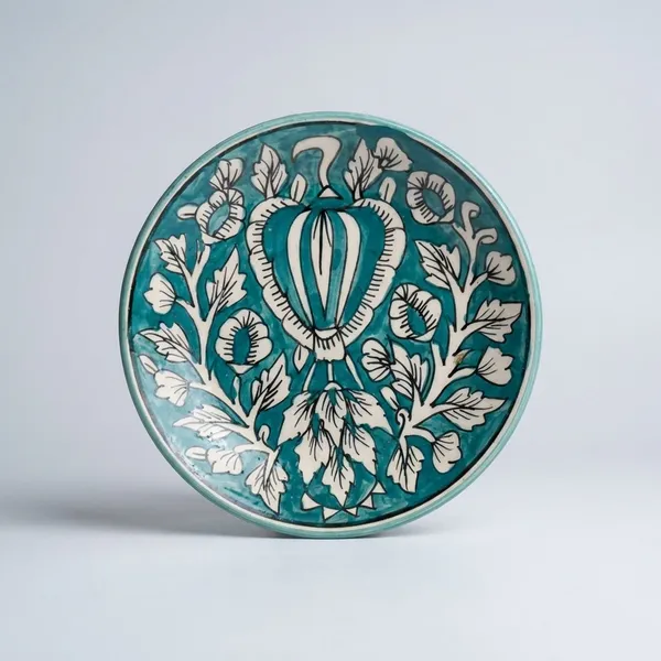 Deep_Teal_And_White_Premium_Ziya_Blue_Pottery_Plate