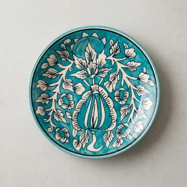 Firozi_And_White_Premium_Kaya_Blue_Pottery_Plate