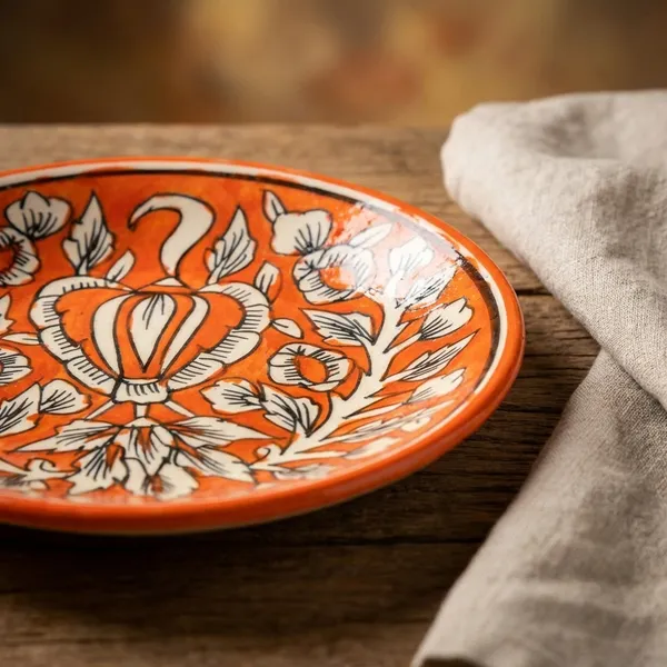 Orange_And_White_Premium_Ira_Blue_Pottery_Plate