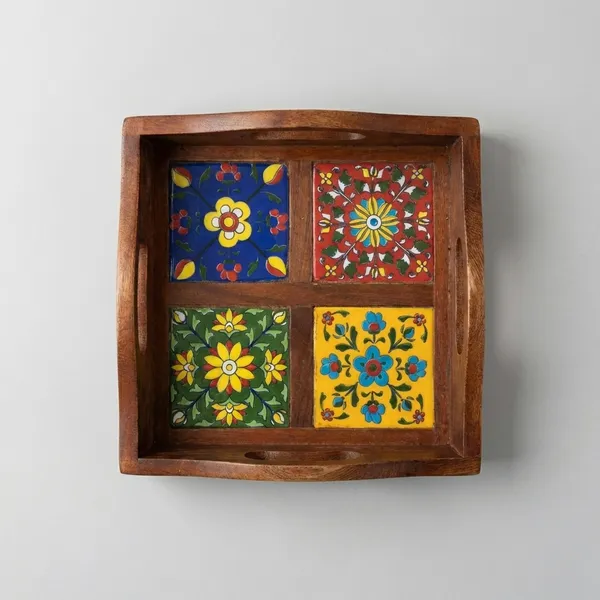 Multicolor_Premium_Riwaayat_Wooden_Blue_Pottery_4_Tile_Tray