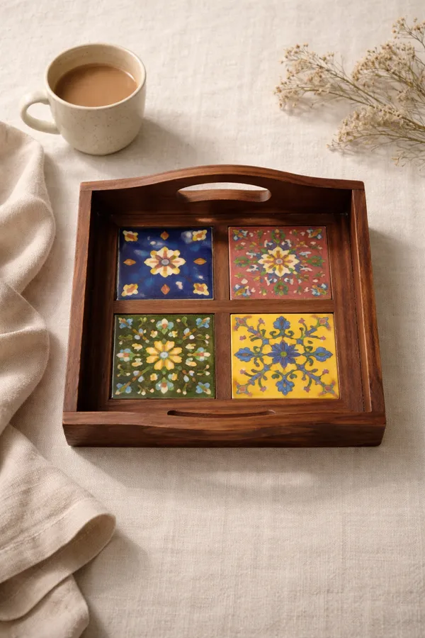 Multicolor_Premium_Riwaayat_Wooden_Blue_Pottery_4_Tile_Tray