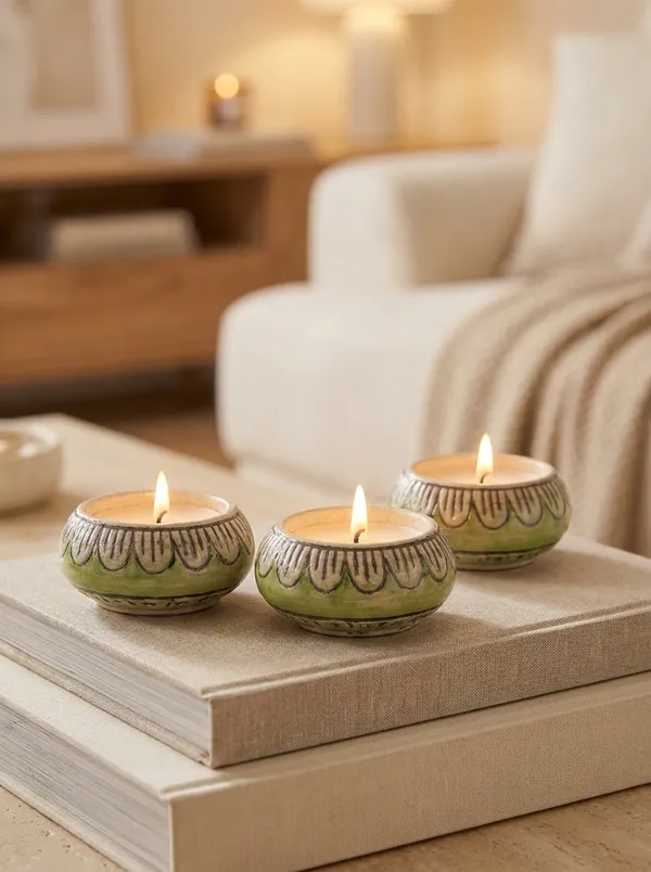 Blue_Pottery_Tealight_Candle_Holder_With_Candles