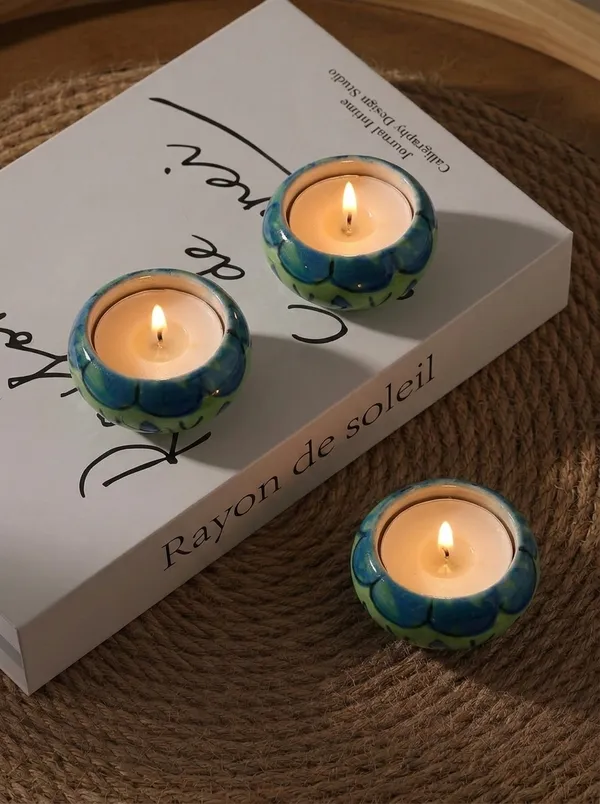 Blue_Pottery_Tealight_Candle_Holder