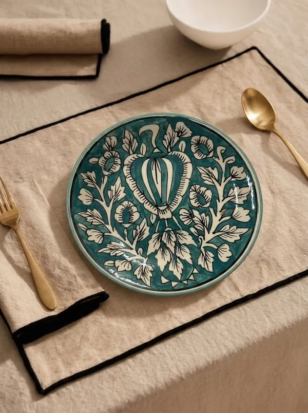 Deep_Teal_And_White_Premium_Ziya_Blue_Pottery_Plate