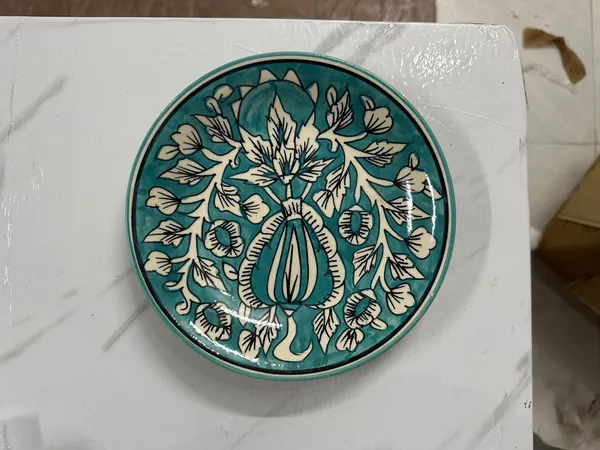 Firozi_And_White_Premium_Kaya_Blue_Pottery_Plate