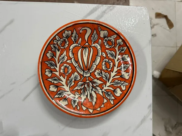 Orange_And_White_Premium_Ira_Blue_Pottery_Plate