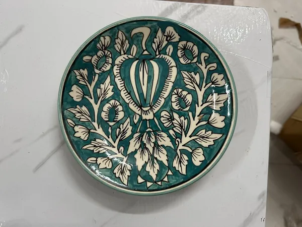 Deep_Teal_And_White_Premium_Ziya_Blue_Pottery_Plate