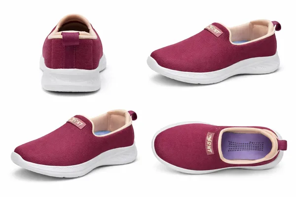 Maroon_Mesh_And_Synthetic_Slip_On_Shoes_For_Women