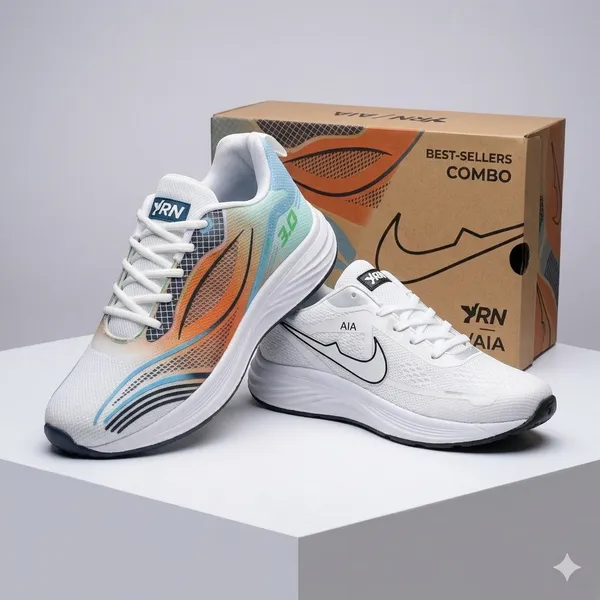 Multiple_And_White_Mesh_And_Synthetic_Shoes_For_Men_Pack_Of_2