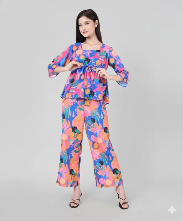 Blue_Cotton_Colourful_Free_Flowing_Abstract_Printed_Top_With_Trouser_Co_Ord_Set_For_Women