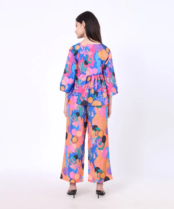 Blue_Cotton_Colourful_Free_Flowing_Abstract_Printed_Top_With_Trouser_Co_Ord_Set_For_Women