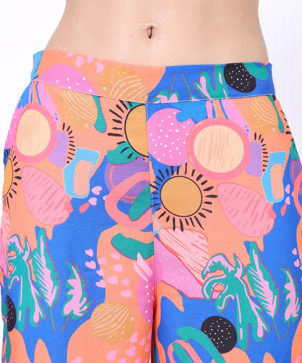 Blue_Cotton_Colourful_Free_Flowing_Abstract_Printed_Top_With_Trouser_Co_Ord_Set_For_Women